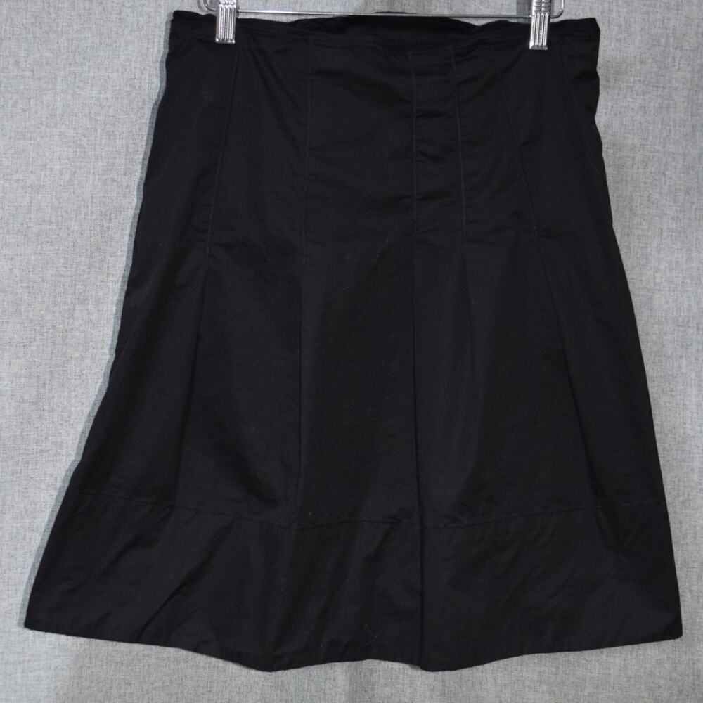 Vince Black A-Line Skirt Size 12 Structured Cotton Blend Classic Knee Length